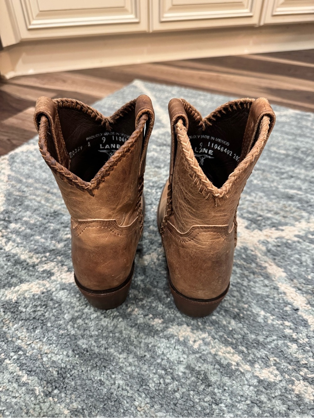 Women's Lane plain Jane Brown Leather Ankle Booties with Braided Detail - Picture 7 of 11